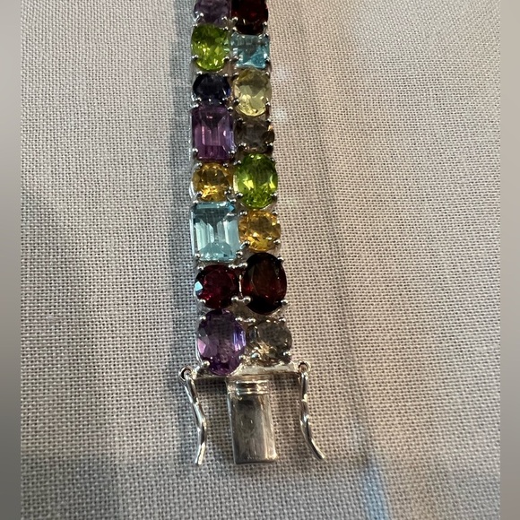 Sterling multi gemstone bracelet - Picture 4 of 8